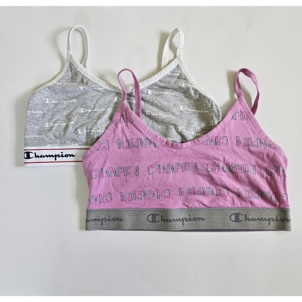Champion Girls Lot 2 Heritage Strappy Bralette Gray Pink Size XL - Picture 2 of 10